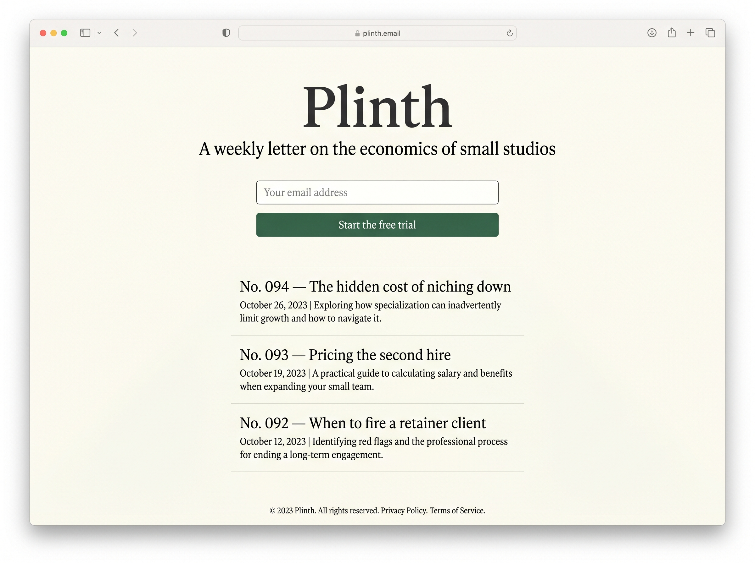 Plinth theme preview